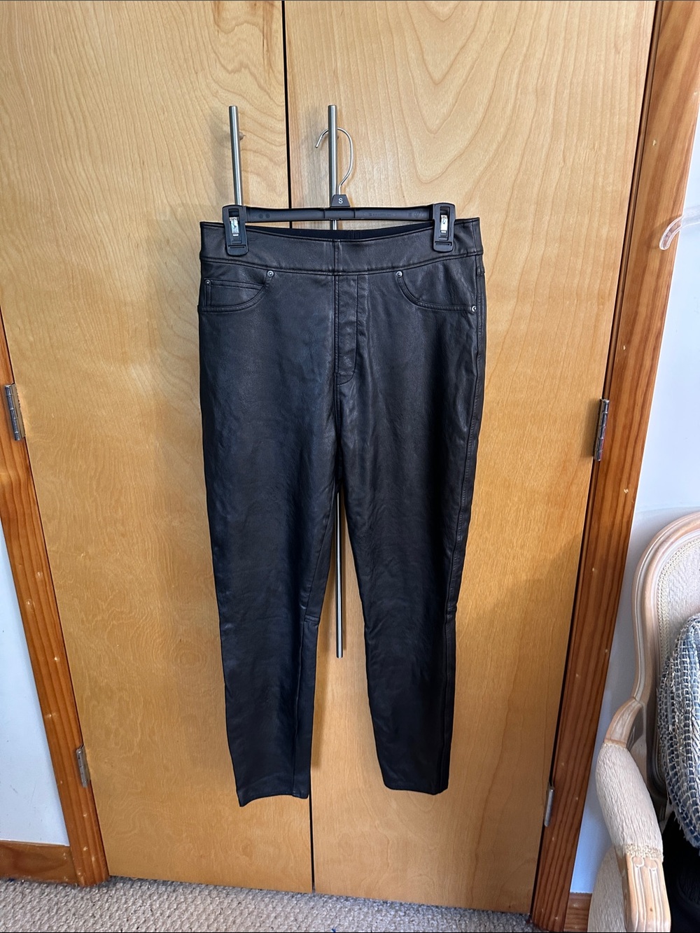 Spanx Black Faux Leather Leggings med large